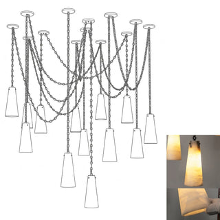 Romilly Alabaster Cascading Cone Chain Chandelier