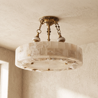 Round Aurevia Alabaster Ceiling Light | Vidirlighting
