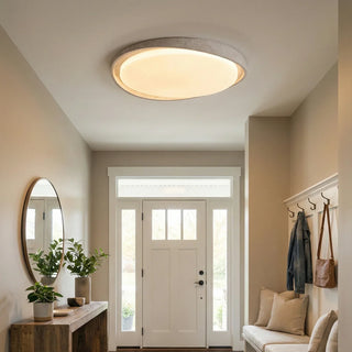 Round Lumen Arc Travertine Ceiling Light