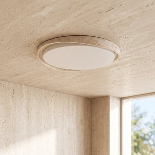Round Lumen Arc Travertine Ceiling Light
