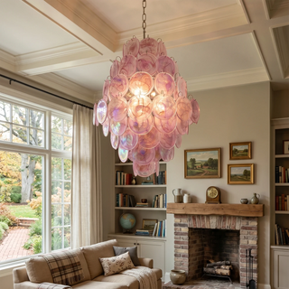 Round Pink Layered Glass Chandelier