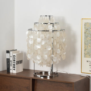 Round Shell Tiered Table Lamp