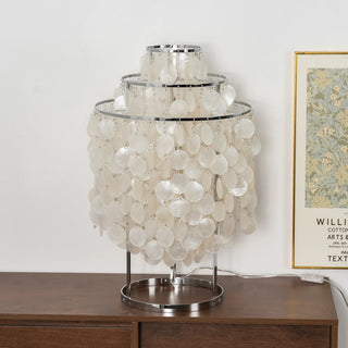 Round Shell Tiered Table Lamp