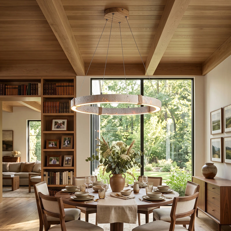 Round Travertine Ring Chandelier