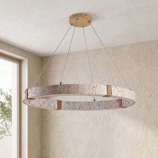 Round Travertine Dainolite Chandelier