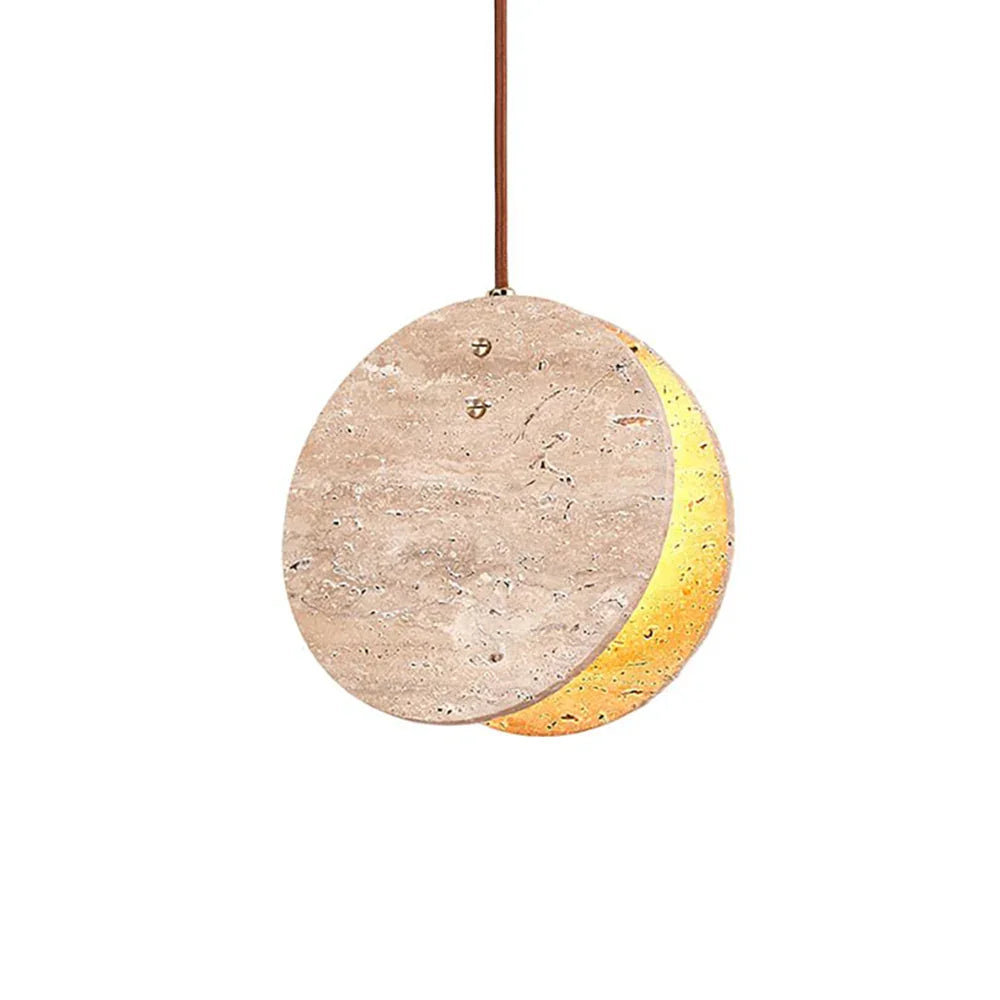 Round Travertine Solstice Stone Pendant Light | Vidirlighting