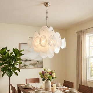 Round White Glass Chandelier