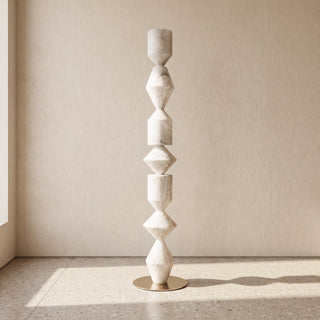 Sculptural Layered Alabaster Floor Lamp