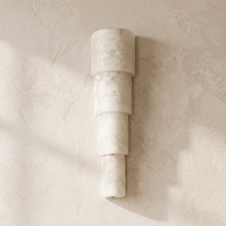 Semi Cylindrical Alba Cascade Alabaster Wall Sconce