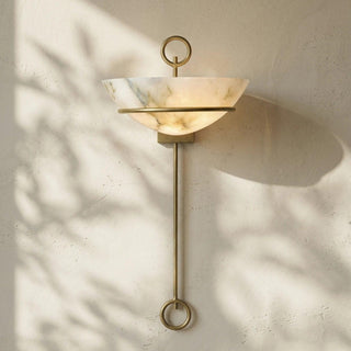 Semicircular Bowl Tether Alabaster Wall Lamp