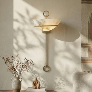 Semicircular Bowl Tether Alabaster Wall Lamp