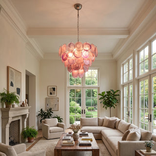 Seraphine Iridescent Pink Disc Chandelier