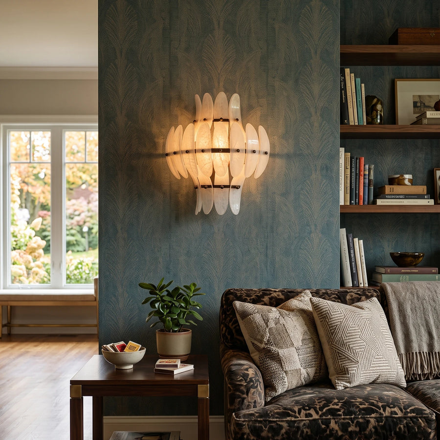 Seraphine Tiered Alabaster Petal Wall Sconce