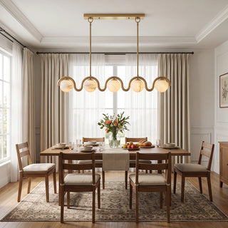 Serein Wave Alabaster Linear Chandelier