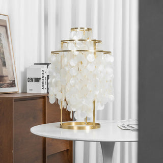 Round Shell Tiered Table Lamp