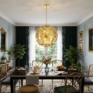 Soffione Glass Disc Sphere Chandelier Vidirlighting Romantic Blush Pink Glass Disc Globe Chandelier Centered over Round Table in Neoclassical Salon