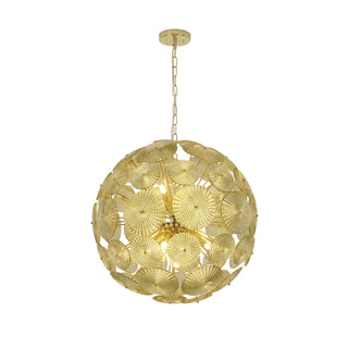 Soffione Glass Disc Sphere Chandelier Vidirlighting eCommerce Catalog Display View of Amber Glass Disc Sphere Chandelier Isolated on White Background
