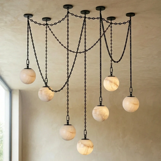 Alabaster Spherical Chain Chandelier