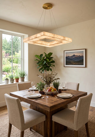 Square Modern Alabaster Chandelier