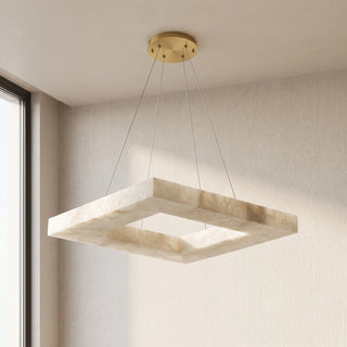 Square Modern Alabaster Chandelier