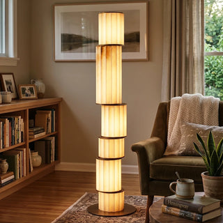 Staggered Fluted Column Alabaster Floor Lamp