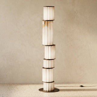 Staggered Fluted Column Alabaster Floor Lamp