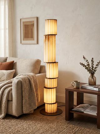 Staggered Fluted Column Alabaster Floor Lamp