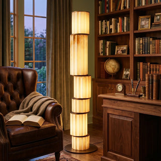 Staggered Fluted Column Alabaster Floor Lamp