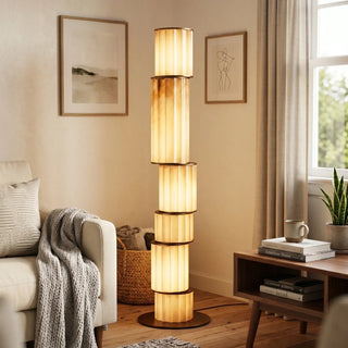 Staggered Fluted Column Alabaster Floor Lamp