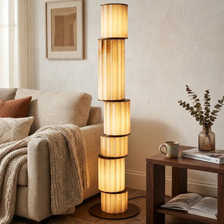 Staggered Fluted Column Alabaster Floor Lamp