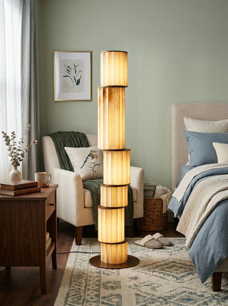 Staggered Fluted Column Alabaster Floor Lamp