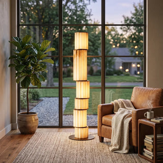 Staggered Fluted Column Alabaster Floor Lamp