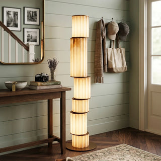 Staggered Fluted Column Alabaster Floor Lamp