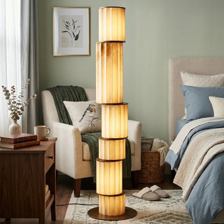 Staggered Fluted Column Alabaster Floor Lamp