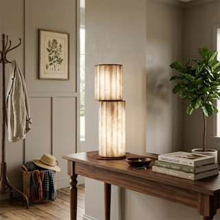 Staggered Fluted Column Alabaster Table Lamp