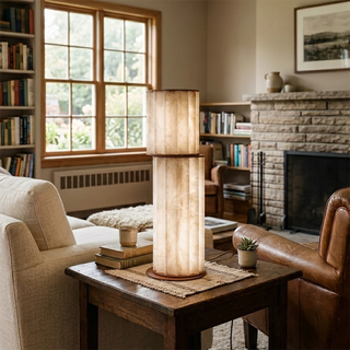 Staggered Fluted Column Alabaster Table Lamp