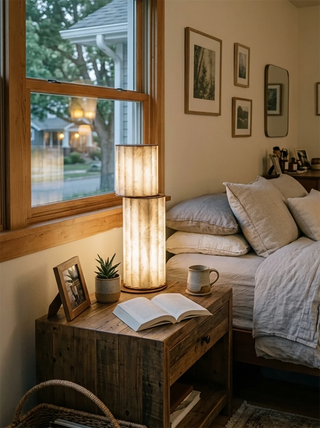 Staggered Fluted Column Alabaster Table Lamp
