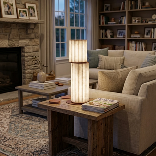 Staggered Fluted Column Alabaster Table Lamp