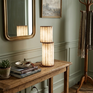 Staggered Fluted Column Alabaster Table Lamp