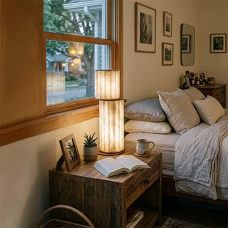 Staggered Fluted Column Alabaster Table Lamp