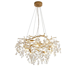 Crystal Teardrop Brass Chandelier
