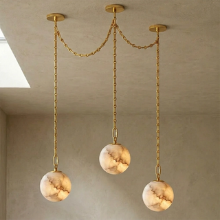 Alabaster Spherical Chain Chandelier
