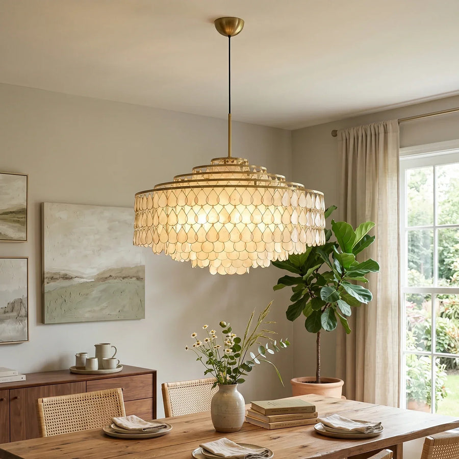 Teardrops Tiered Shell Pendant Light