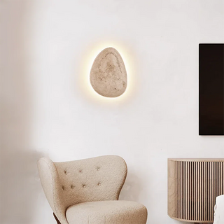 Terra Ovo Pebble-Shaped Travertine Wall Lamp