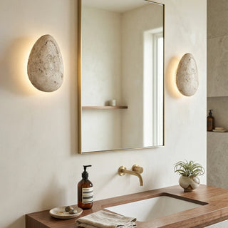 Terra Ovo Pebble-Shaped Travertine Wall Lamp