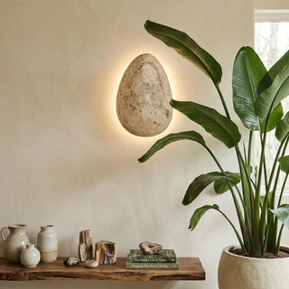 Terra Ovo Pebble-Shaped Travertine Wall Lamp