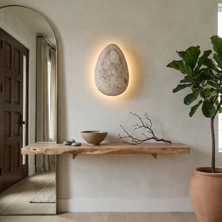 Terra Ovo Pebble-Shaped Travertine Wall Lamp