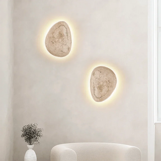 Terra Ovo Pebble-Shaped Travertine Wall Lamp