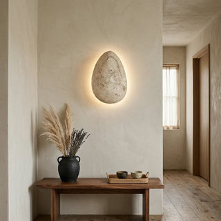 Terra Ovo Pebble-Shaped Travertine Wall Lamp