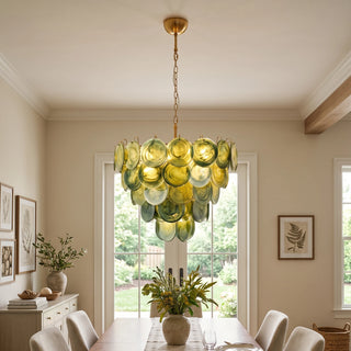 Thalia Olive Swirl Green Disc Chandelier